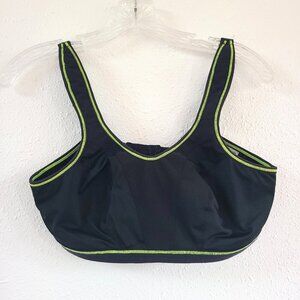 Freya 32DDD Running Workout Yoga Black Neon Adjustable Wireless Comfy Sports Bra